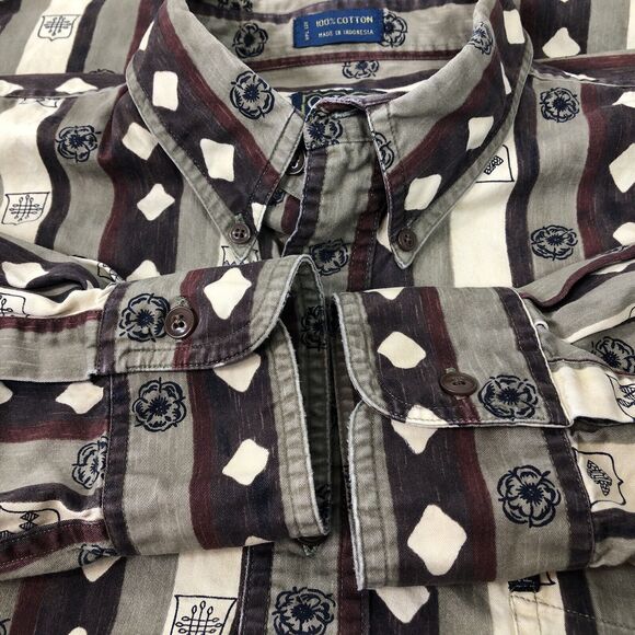 Vintage Ralph Lauren Chaps Button Up Shirt XL Geometric Graphics Mid 1990's - Picture 8 of 9